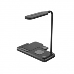 Multifunktionel 3-i-1 trådløs opladningsstation med skrivebordslampe, sort Multifunktionel 3-i-1 trådløs opladningsstation med skrivebordslampe, sort