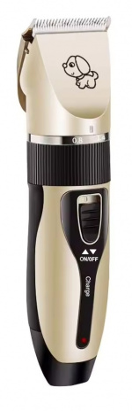 Komplet sæt med genopladelig kæledyrshårtrimmer, guld/sort