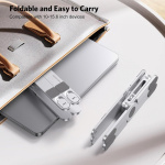 Højdejusterbart laptopstativ, sammenklappeligt, drejeligt 360°, Sølv