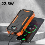 Powerbank 30000mAh 22,5W PD+15W trådløs opladning, solceller, lommelygte og kompas