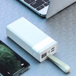 Powerbank 50 000mAh m. digitalt display og lys, hvid