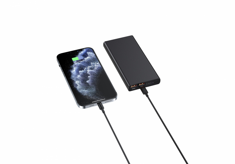 Powerbank 20000mAh 22.5W PD Fast Charging m. digitalt display, Sort