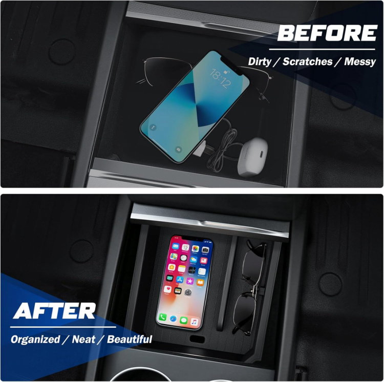 Opbevaringsboks med sorteringsrum til Tesla Model 3 Highland