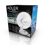 Adler AD 7302 bordventilator, 60W, 23 cm, hvid