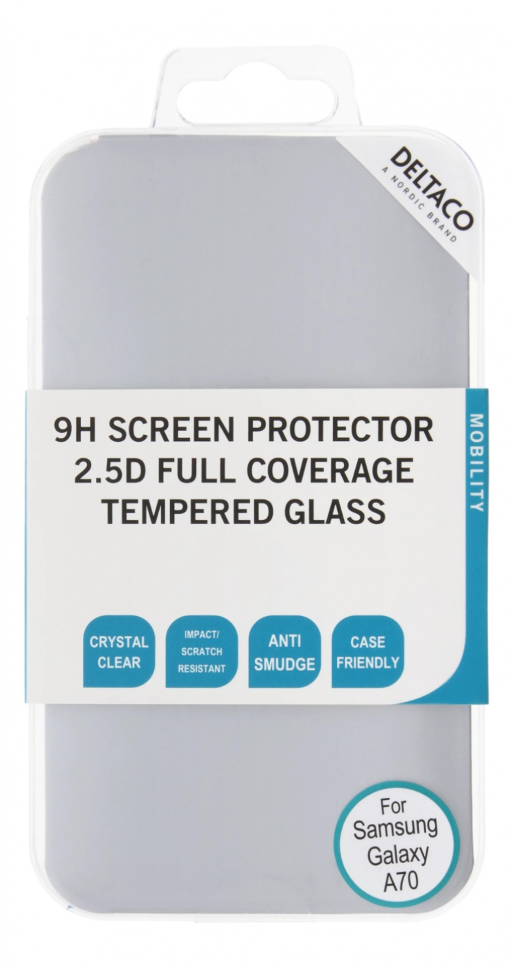 DELTACO screen protector, Galaxy A70, 2.5D full coverage glass DELTACO screen protector, Galaxy A70, 2.5D full coverage glass