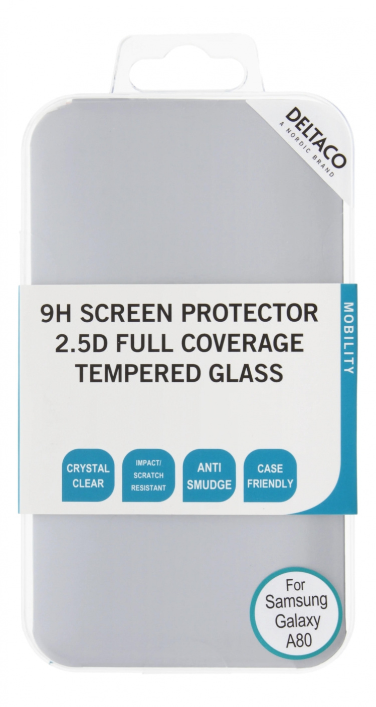 DELTACO screen protector, Galaxy A80, 2.5D full coverage glass DELTACO screen protector, Galaxy A80, 2.5D full coverage glass