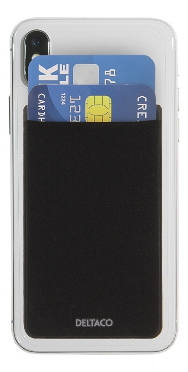 DELTACO Adhesive credit card holder, RFID blocking, 3M adhesive, black