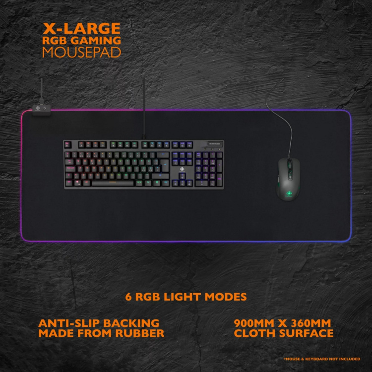 DELTACO GAMING RGB Mousepad, 90x36cm, 6xRGB modes, 7xStatic modes, bla