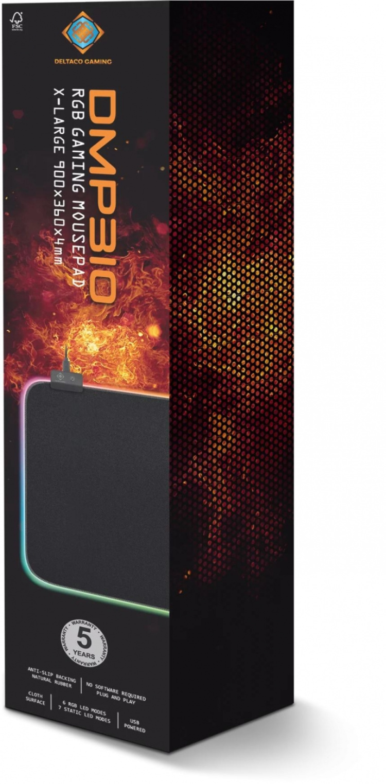 DELTACO GAMING RGB Mousepad, 90x36cm, 6xRGB modes, 7xStatic modes, bla