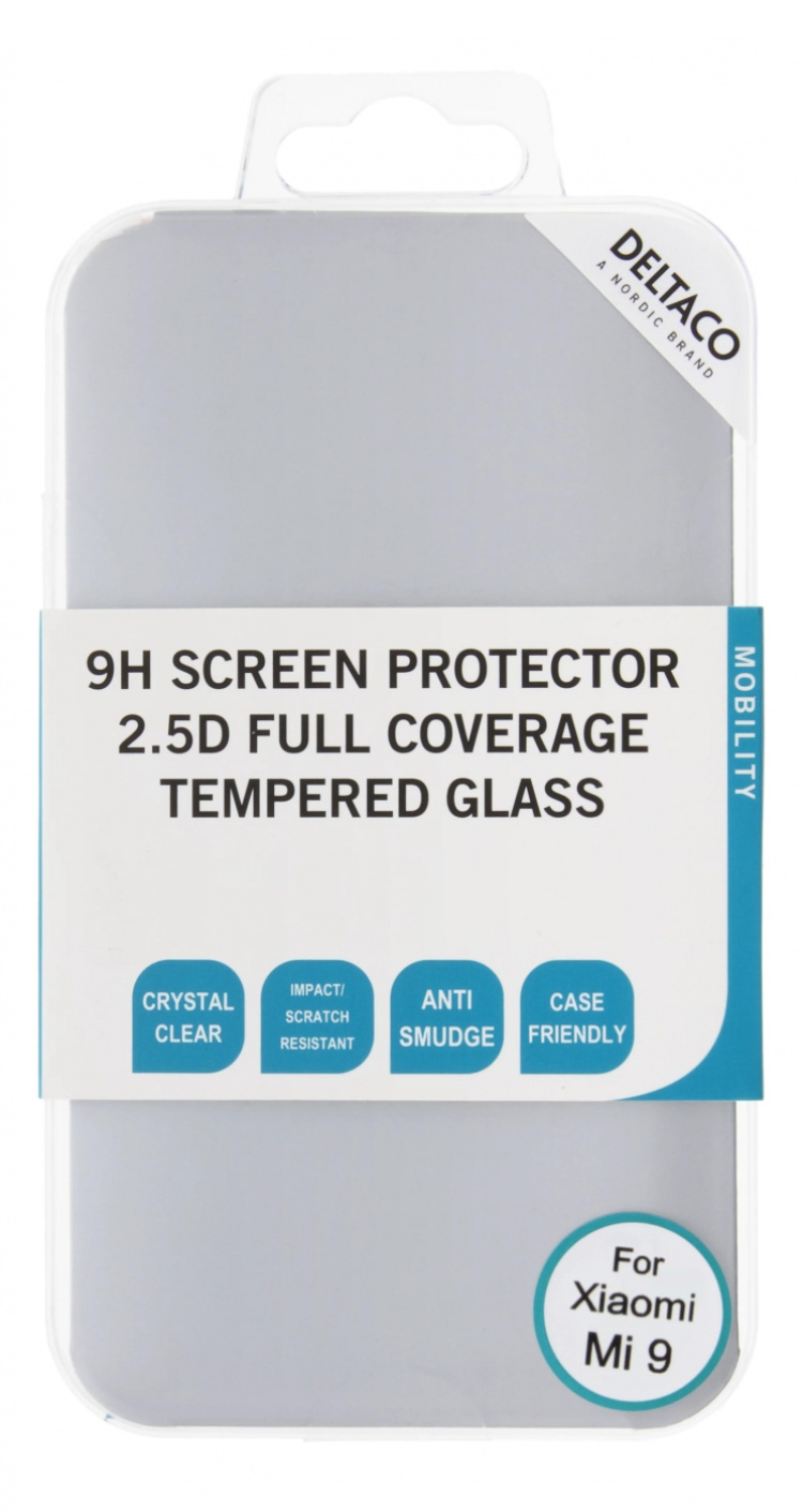 DELTACO screen protector , Xiaomi Mi 9, 2.5D full coverage glass
