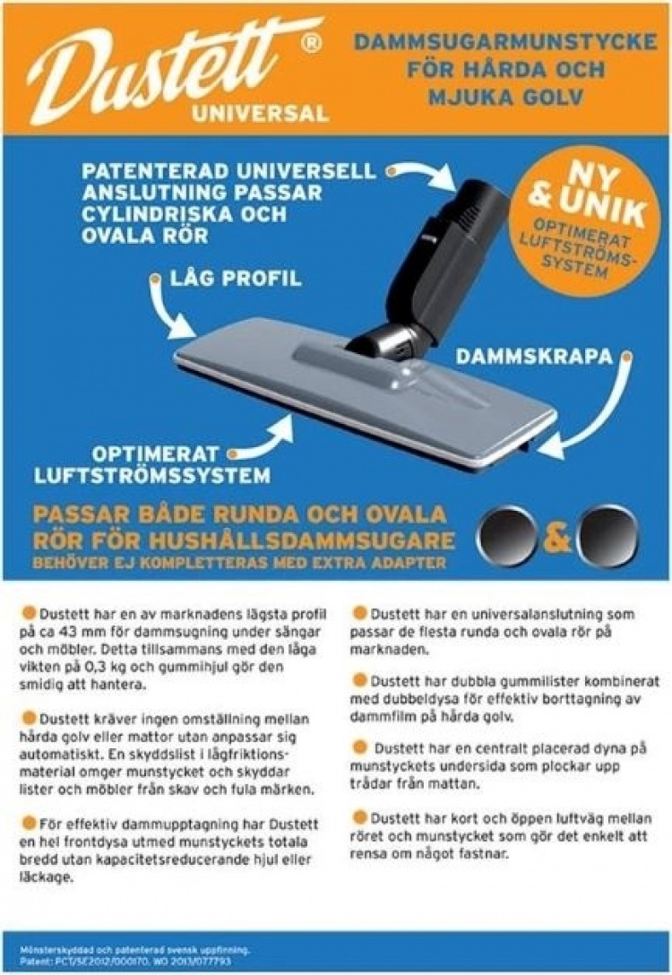 Dustett Universellt dammsugarmunstycke med god uppsugningsförmåga