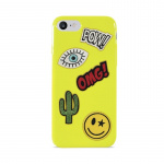 Puro-etui til iPhone SE/8/7, Patch Mania, 5 klistermærker, kan tilpasses, gul