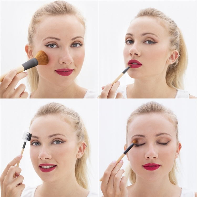 InnovaGoods Miset make-up børster i træ x5