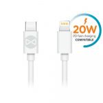 Forever-kabel USB-C - Lightning 1,0 m 3A, 20 W, hvid