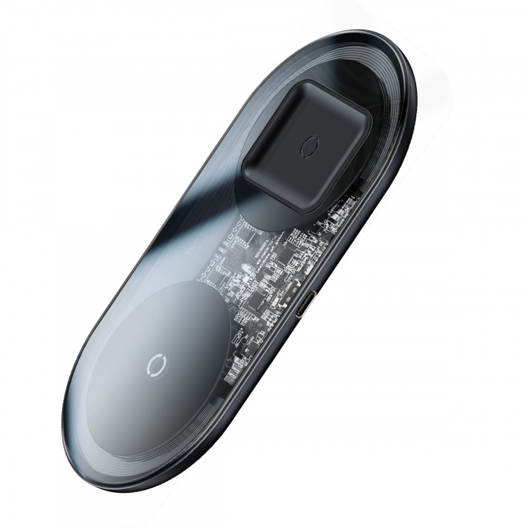 Baseus trådløs oplader 2-i-1 18W, gennemsigtig