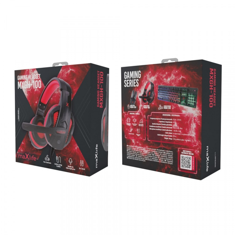 Maxlife Gaming MXGH-100 trådat over-ear hörlurar 3,5 mm svart