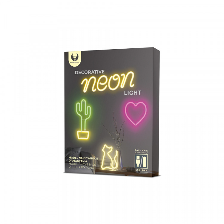 Forever Light Neon LED-lampe HEART batteri + USB FLNEO7, rød