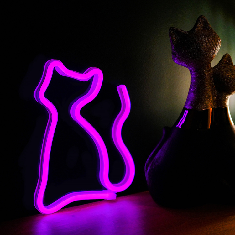 Forever Light Neon LED-lys Kat, batteri + USB FLNEO4, Pink Forever Light Neon LED-lys Kat, batteri + USB FLNEO4, Pink