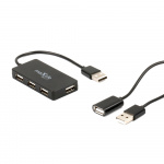 Maxlife Hjemmekontor USB 2.0 hub USB - 4x USB 0,15 m + kabel 1,5 m, Sort