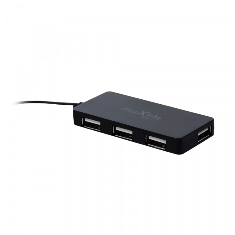 Maxlife Hjemmekontor USB 2.0 hub USB - 4x USB 0,15 m + kabel 1,5 m, Sort