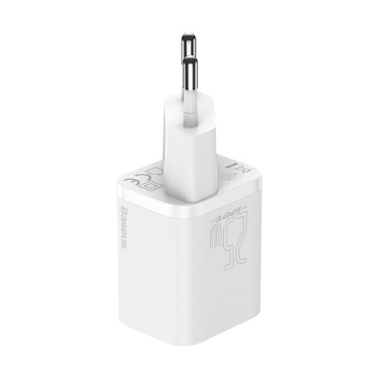 Baseus vægoplader Super Si PD 25W 1x USBC + USB-C - USB-C kabel, hvid