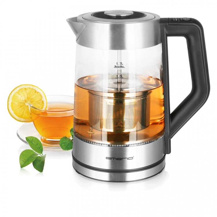 Emerio Vatten/Tekokare 1,7l Glas temp