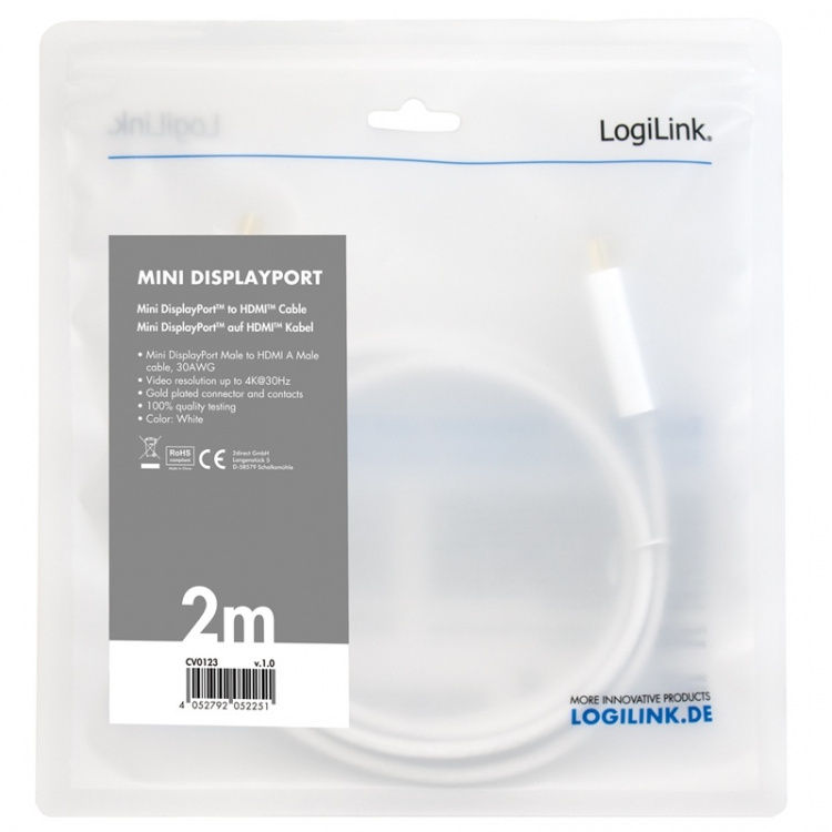 LogiLink Mini DisplayPort -> HDMI 4K 2m