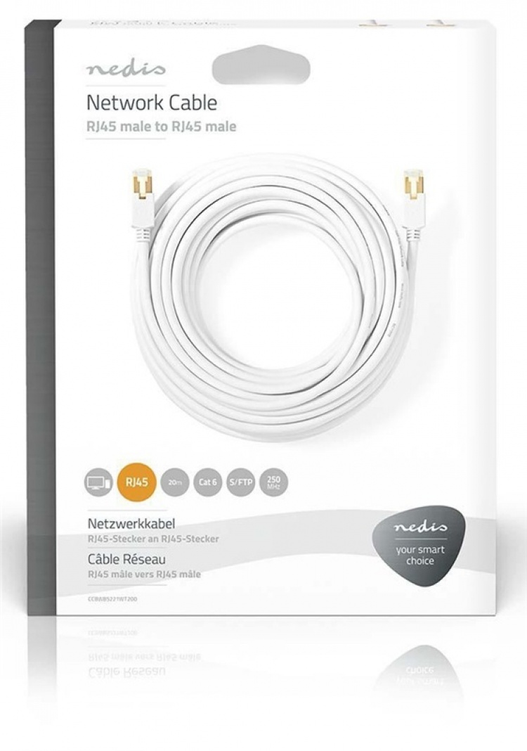 Nedis Kat 6 kabel | RJ45 Han | RJ45 Han | S/FTP | 20.0 m | Runde | LSZH / PVC | Hvid | Window Box
