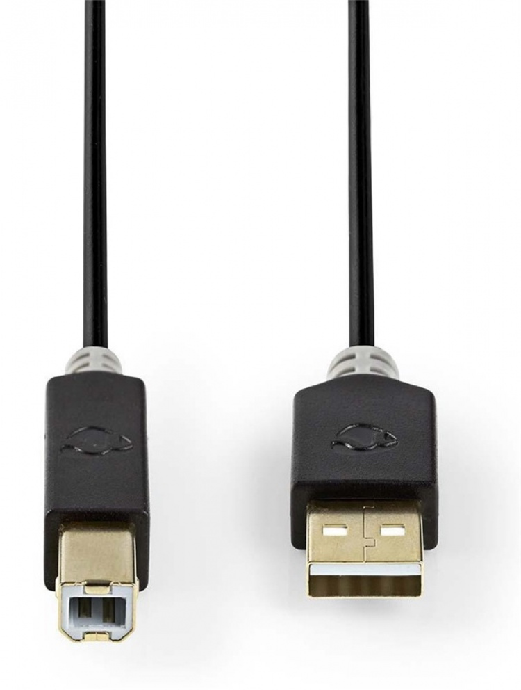 Nedis USB-kabel | USB 2.0 | USB-A Han | USB-B han | 480 Mbps | Guldplateret | 2.00 m | Runde | PVC | Antracit | Box