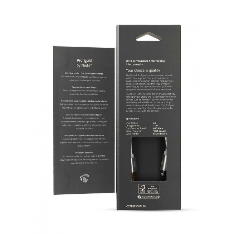 Nedis Lightning Kabel | USB 2.0 | Apple Lightning 8-pin | USB-A Han | 480 Mbps | Guldplateret | 3.00 m | Runde | Flettet / Nylon | Aluminium | Cover Window Box Nedis Lightning Kabel | USB 2.0 | Apple Lightning 8-pin | USB-A Han | 480 Mbps | Guldplateret | 3.00 m | Runde | Flettet / Nylon | Aluminium | Cover Window Box