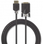 Nedis HDMI™ kabel | HDMI™ Stik | DVI-D 24 + 1-pin han | 1080p | Guldplateret | 2.00 m | Lige | PVC | Antracit | Window Box med Euro lås