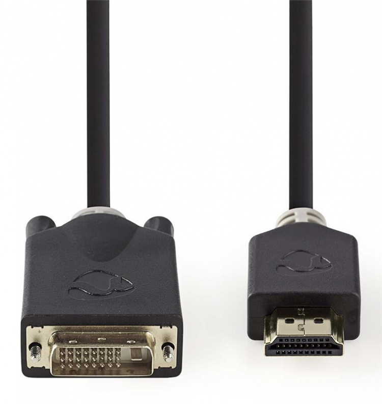 Nedis HDMI™ kabel | HDMI™ Stik | DVI-D 24 + 1-pin han | 1080p | Guldplateret | 2.00 m | Lige | PVC | Antracit | Window Box med Euro lås