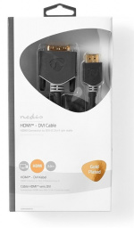 Nedis HDMI™ kabel | HDMI™ Stik | DVI-D 24 + 1-pin han | 1080p | Guldplateret | 2.00 m | Lige | PVC | Antracit | Window Box med Euro lås