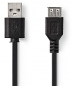 USB-kabel | USB 2.0 | USB-A Han | USB-A Hun | 5.5 W | 480 Mbps | Nikkelplateret | 2.00 m | Runde | PVC | Sort | Mærke