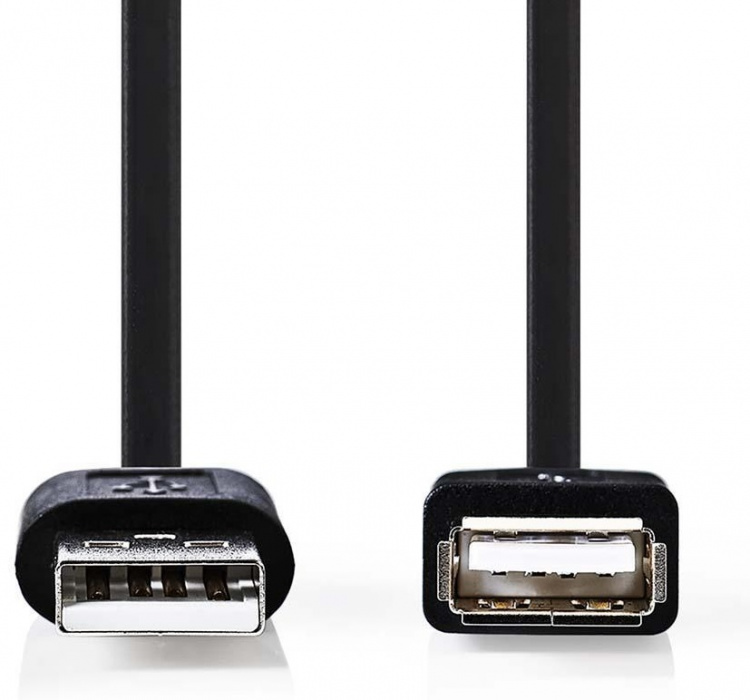 USB-kabel | USB 2.0 | USB-A Han | USB-A Hun | 5.5 W | 480 Mbps | Nikkelplateret | 2.00 m | Runde | PVC | Sort | Mærke