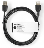 USB-kabel | USB 2.0 | USB-A Han | USB-A Hun | 5.5 W | 480 Mbps | Nikkelplateret | 2.00 m | Runde | PVC | Sort | Mærke