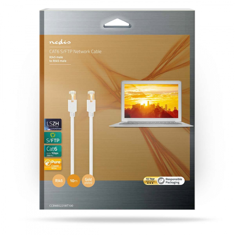 Nedis Kat 6 kabel | RJ45 Han | RJ45 Han | S/FTP | 10.0 m | Runde | LSZH / PVC | Hvid | Window Box