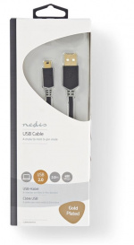 Nedis USB-kabel | USB 2.0 | USB-A Han | USB Mini-B 5-pins han | 480 Mbps | Guldplateret | 2.00 m | Runde | PVC | Antracit | Window Box