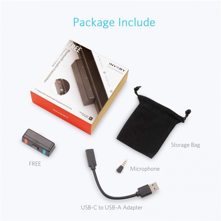 Invery Bluetooth Audio Transmitter til Nintendo Switch Invery Bluetooth Audio Transmitter til Nintendo Switch