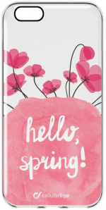 Cellularline Bloom, TPU-etui til iPhone 6/6S, Transparent med blomster