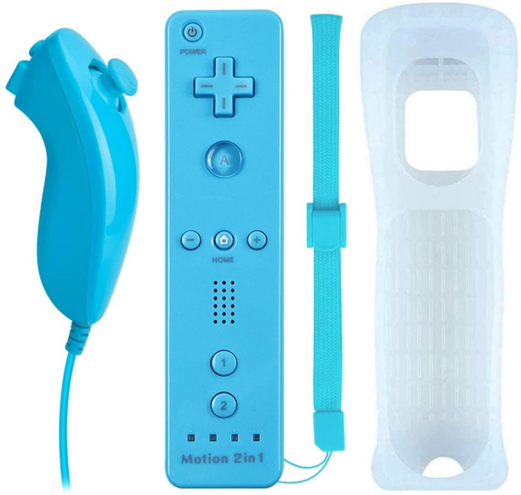 Remote Plus + Nunchuck til Wii-Wii U, Lyseblå