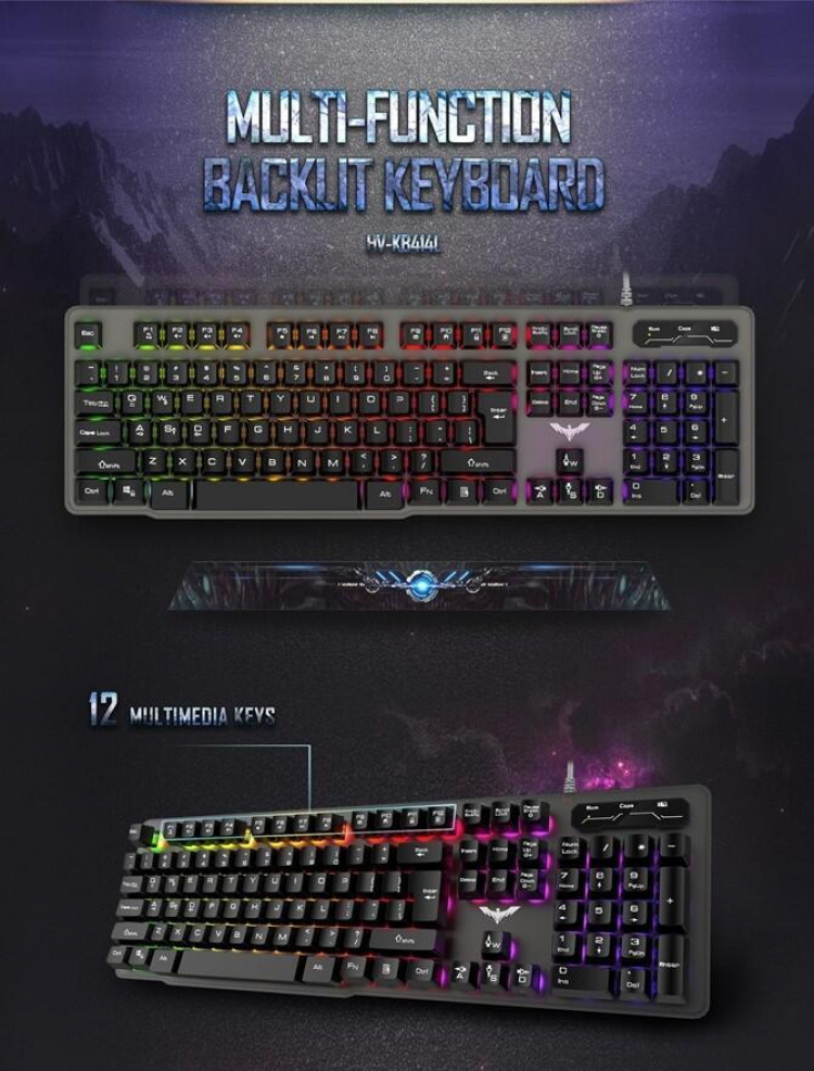 Havit HV-KB414L gaming-tastatur med RGB