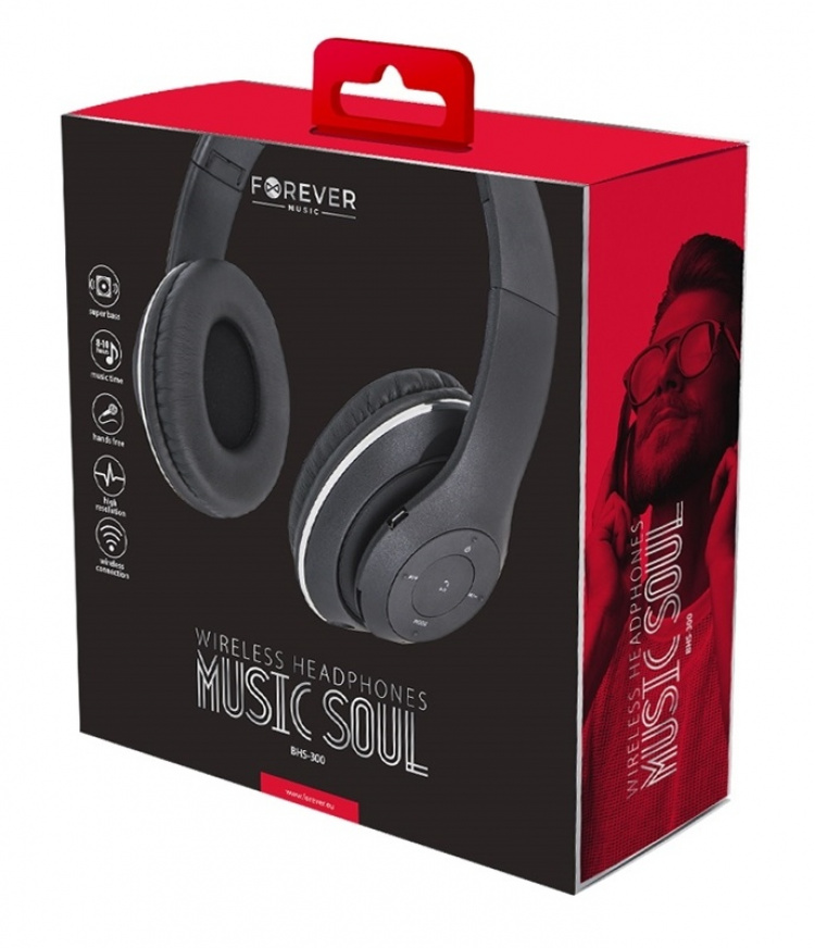 Forever Music Soul BHS-300, trådlösa hörlurar, svart