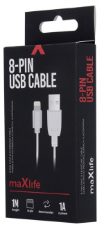 Maxlife opladerkabel Lightning (1A) 1 m, hvid