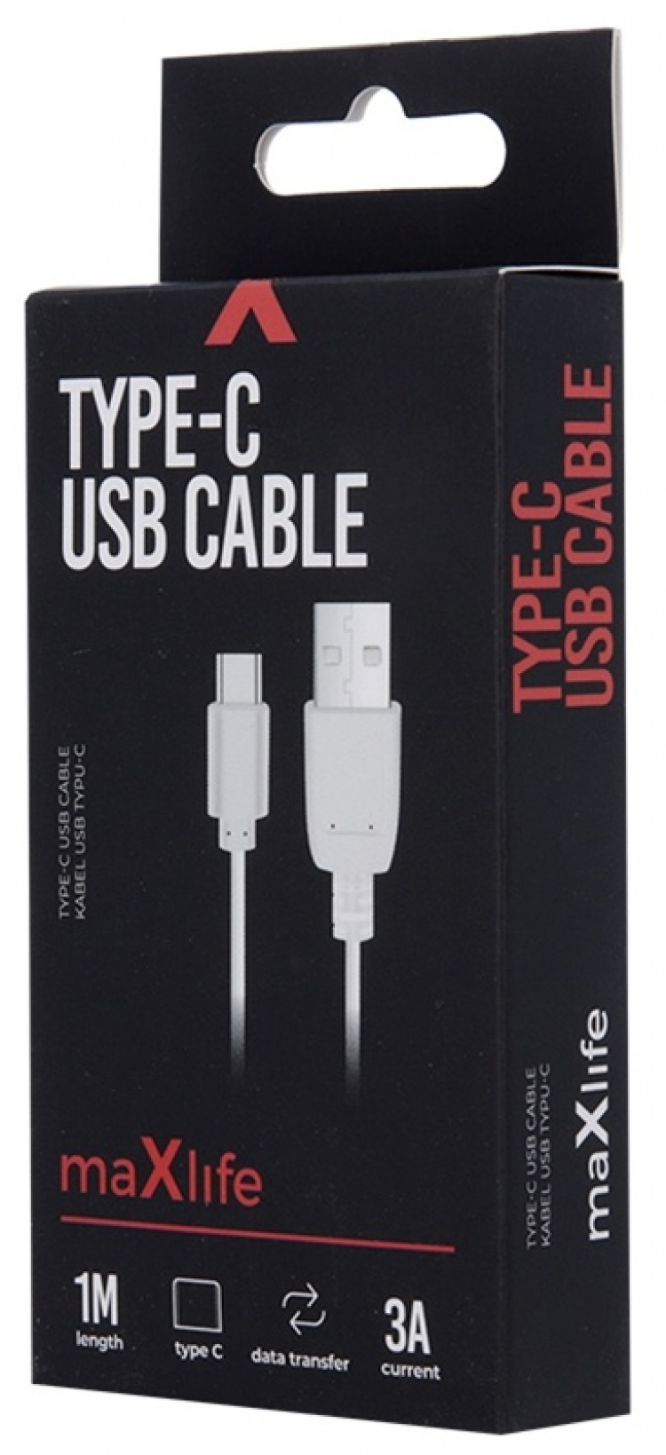 Maxlife USB-C hurtigopladerkabel (3A), 1 m, hvid