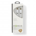 Nedis Coax Cable | IEC (Coax) Han | IEC (Coax) Hun | Nikkelplateret | 90 dB | 75 Ohm | Dobbelt afskærmet | 10.0 m | Runde | PVC | Hvid | Konvolut