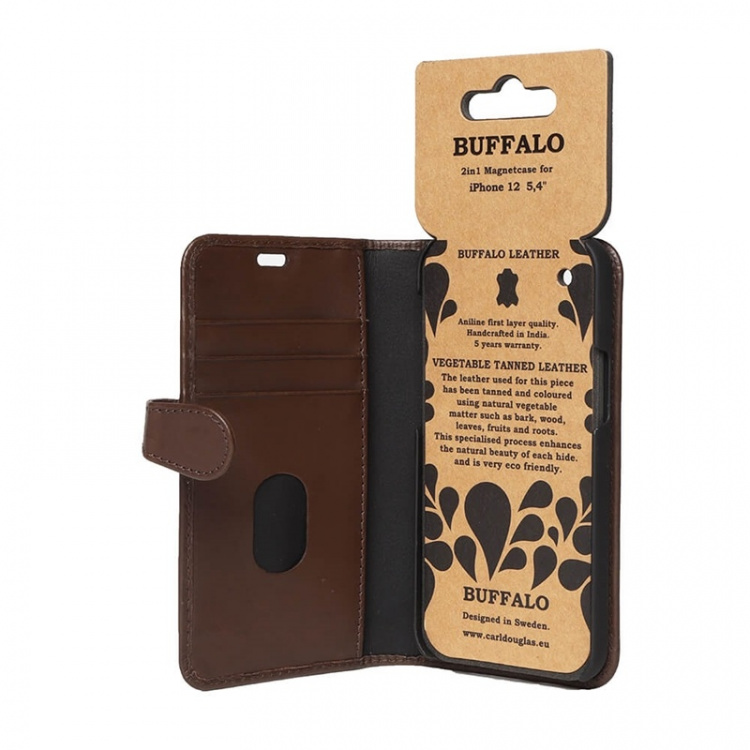 Buffalo Wallet Læder iPhone 12 Mini Brun Buffalo Wallet Læder iPhone 12 Mini Brun