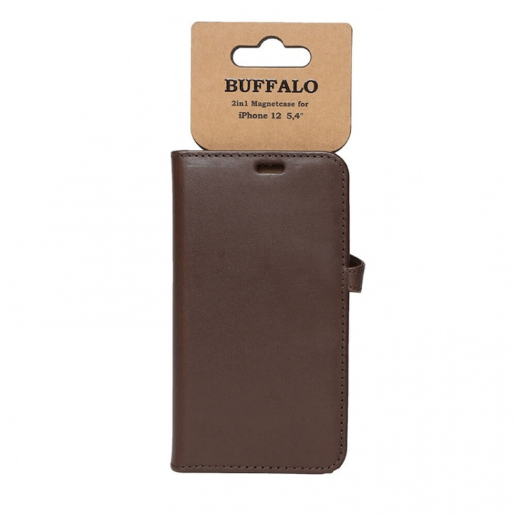 Buffalo Wallet Læder iPhone 12 Mini Brun Buffalo Wallet Læder iPhone 12 Mini Brun