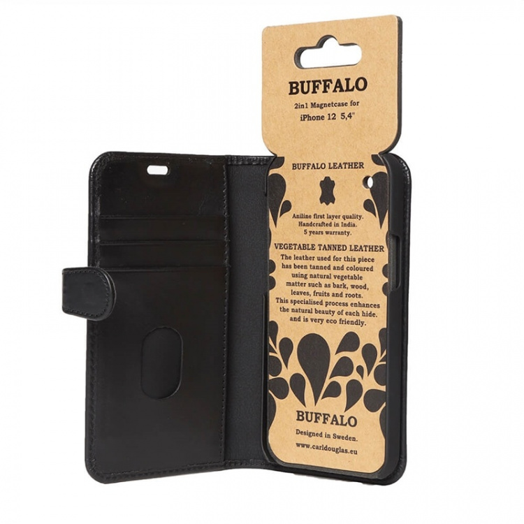 Buffalo Wallet Læder iPhone 12 Mini Sort Buffalo Wallet Læder iPhone 12 Mini Sort