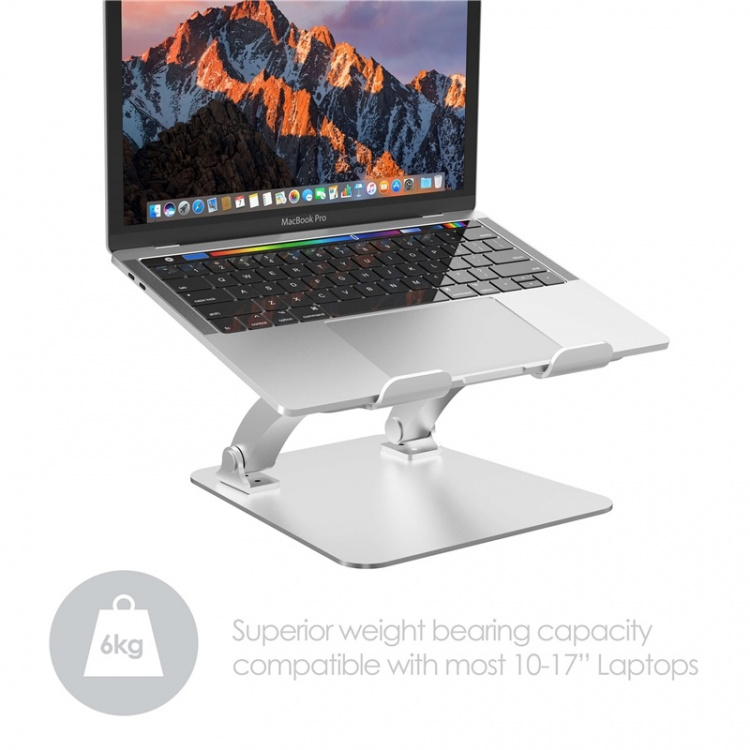 Desire2 Laptop Stander Dual Pivot Riser Justerbar Aluminiun Sølv